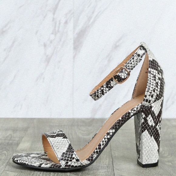 NEW🔥 Snake Open Toe High Heel Sandals Ankle Strap - Picture 4 of 5